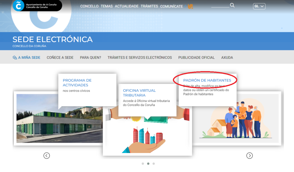 Sede electrónica Ayuntamiento - empadronamiento online en A Coruña - CertificadoElectronico.es
