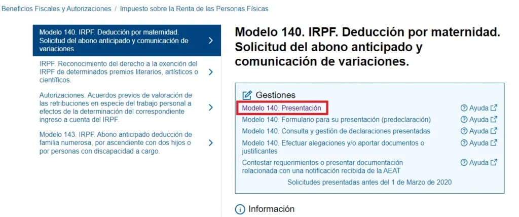 Modelo 140 - Renta de crianza - CertificadoElectronico.es